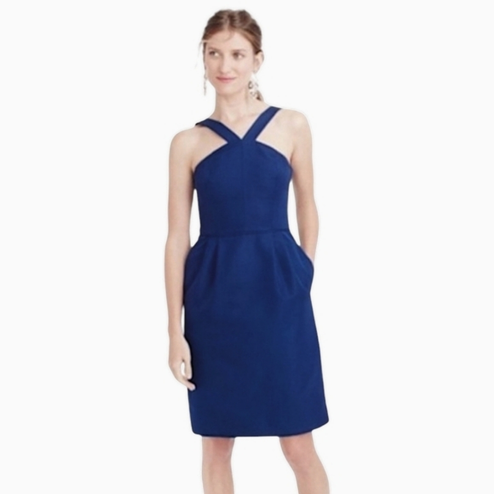 J. CREW 'Lexie' Dress in Heaven Blue/Navy, Size 8, Bridesmaid / Party Cocktail